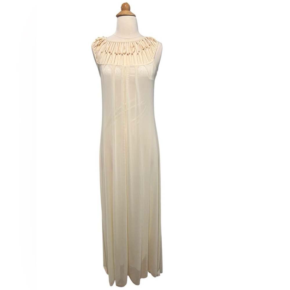 Unknown Brand Cream Satin Sleeveless Night Gown-size XS
